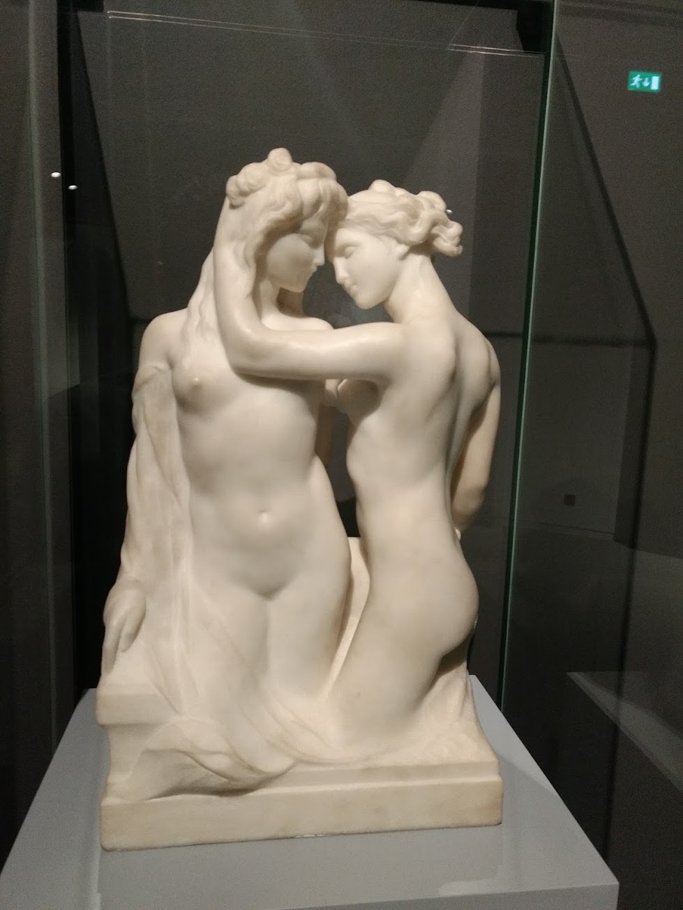 Marble sculpture of two figures seen in a Belgian museum